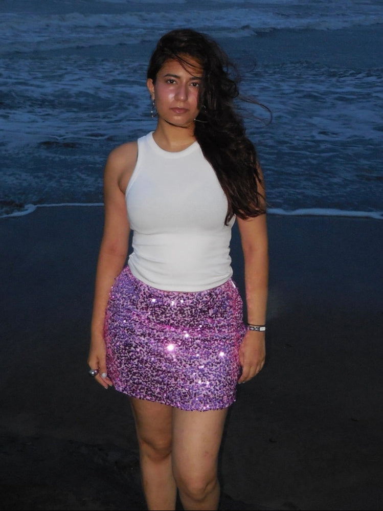 Plum Sequin Skirt