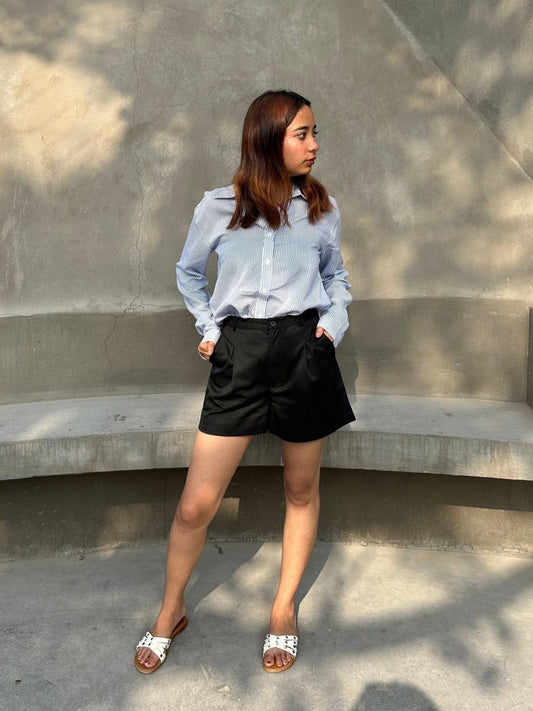 Slate Pleated Shorts