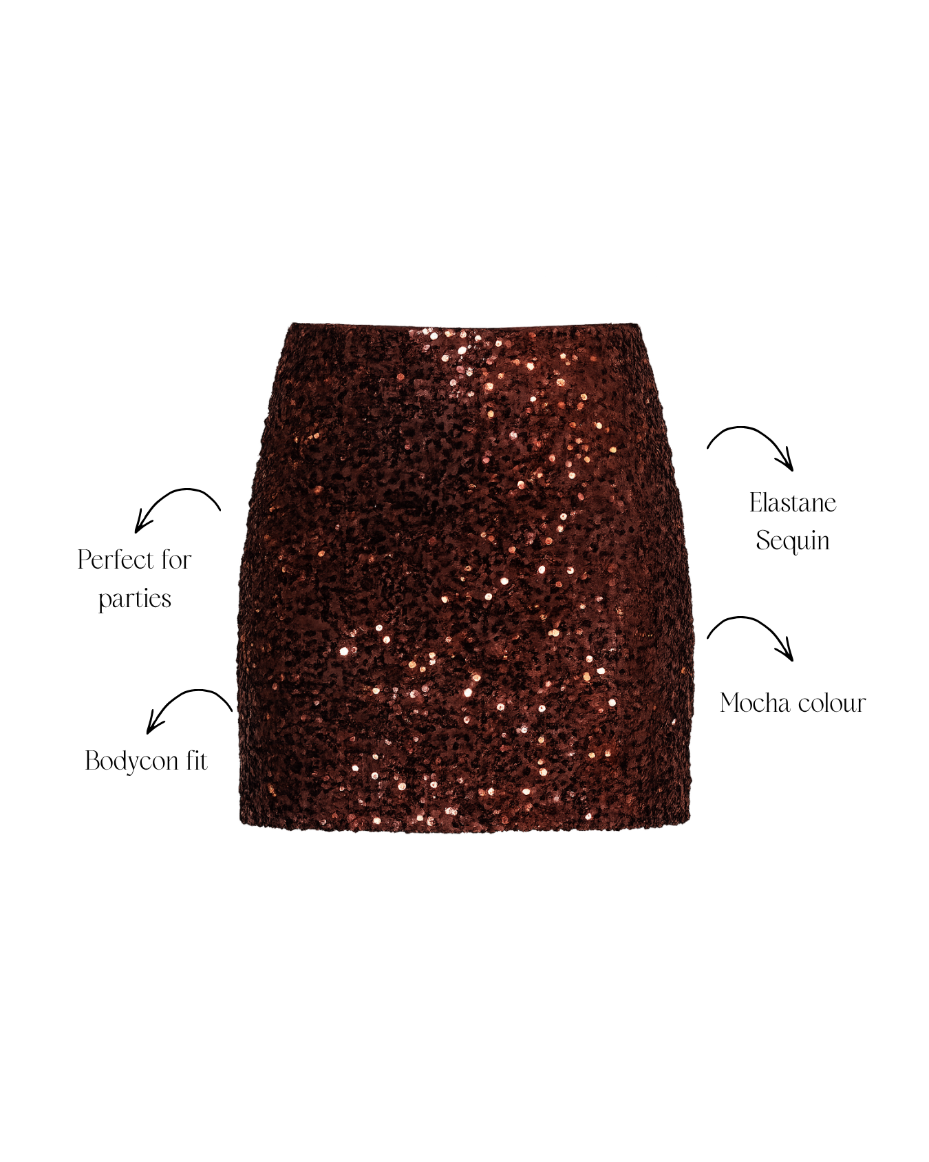 Mocha Sequin Skirt