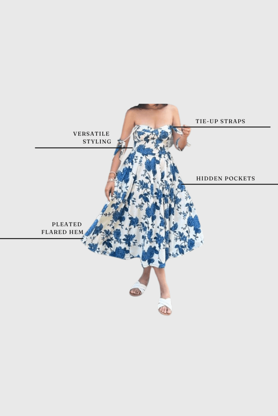 Florence tie-up dress-Blue