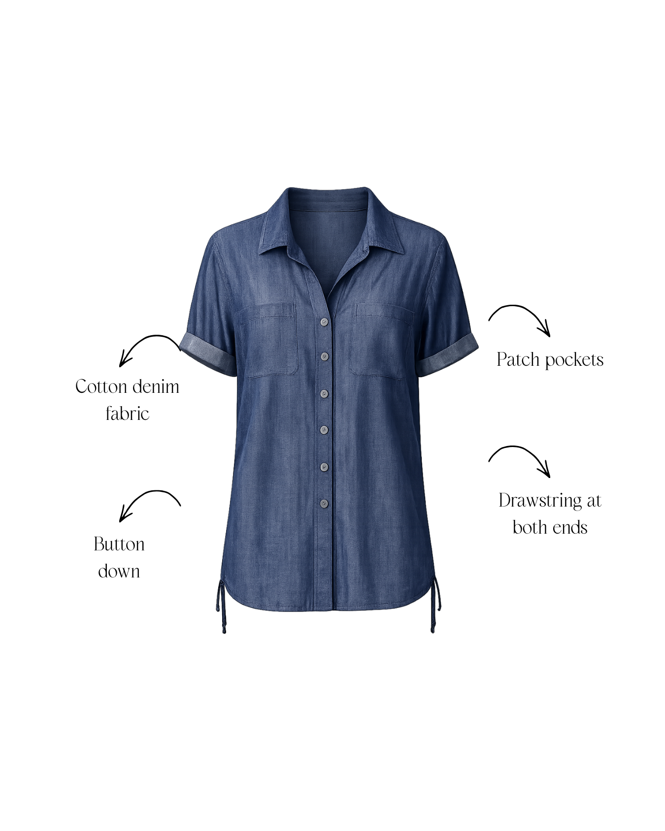 Denim Drawstring Shirt