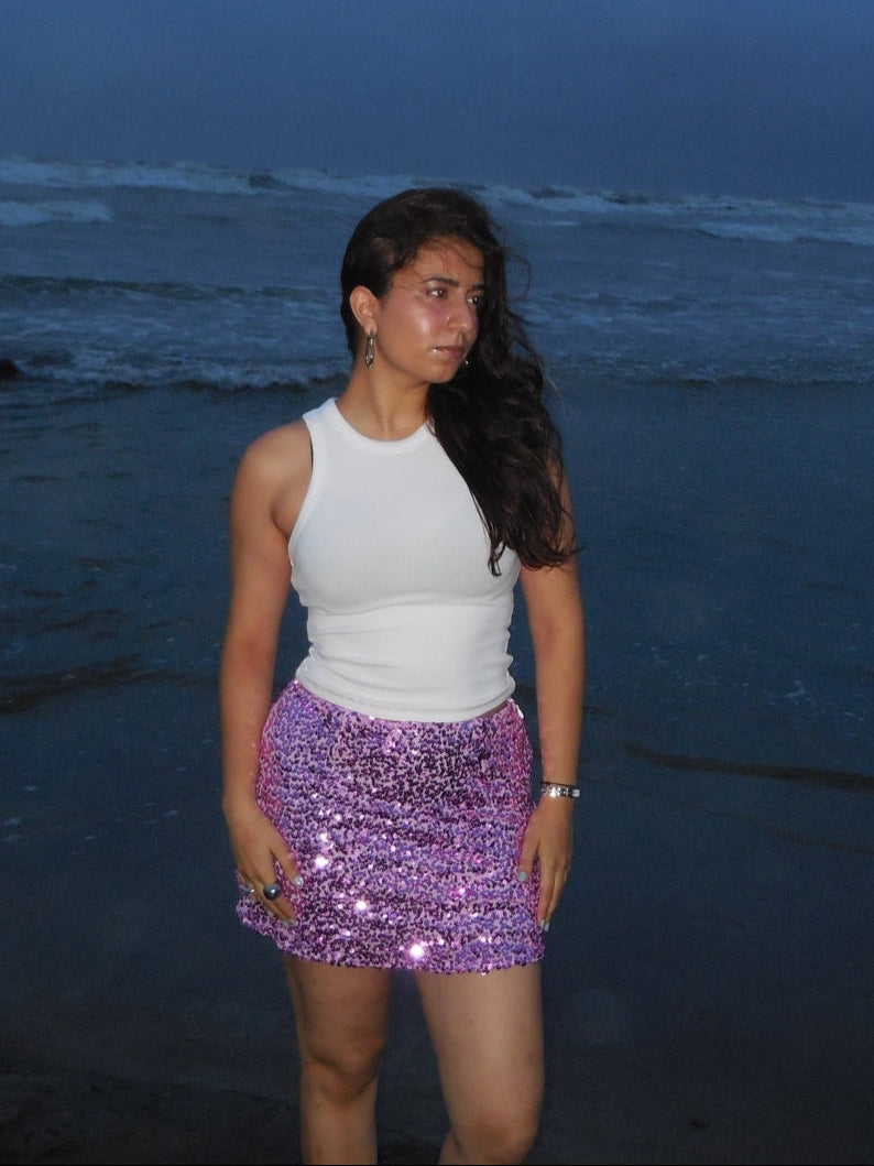 Plum Sequin Skirt