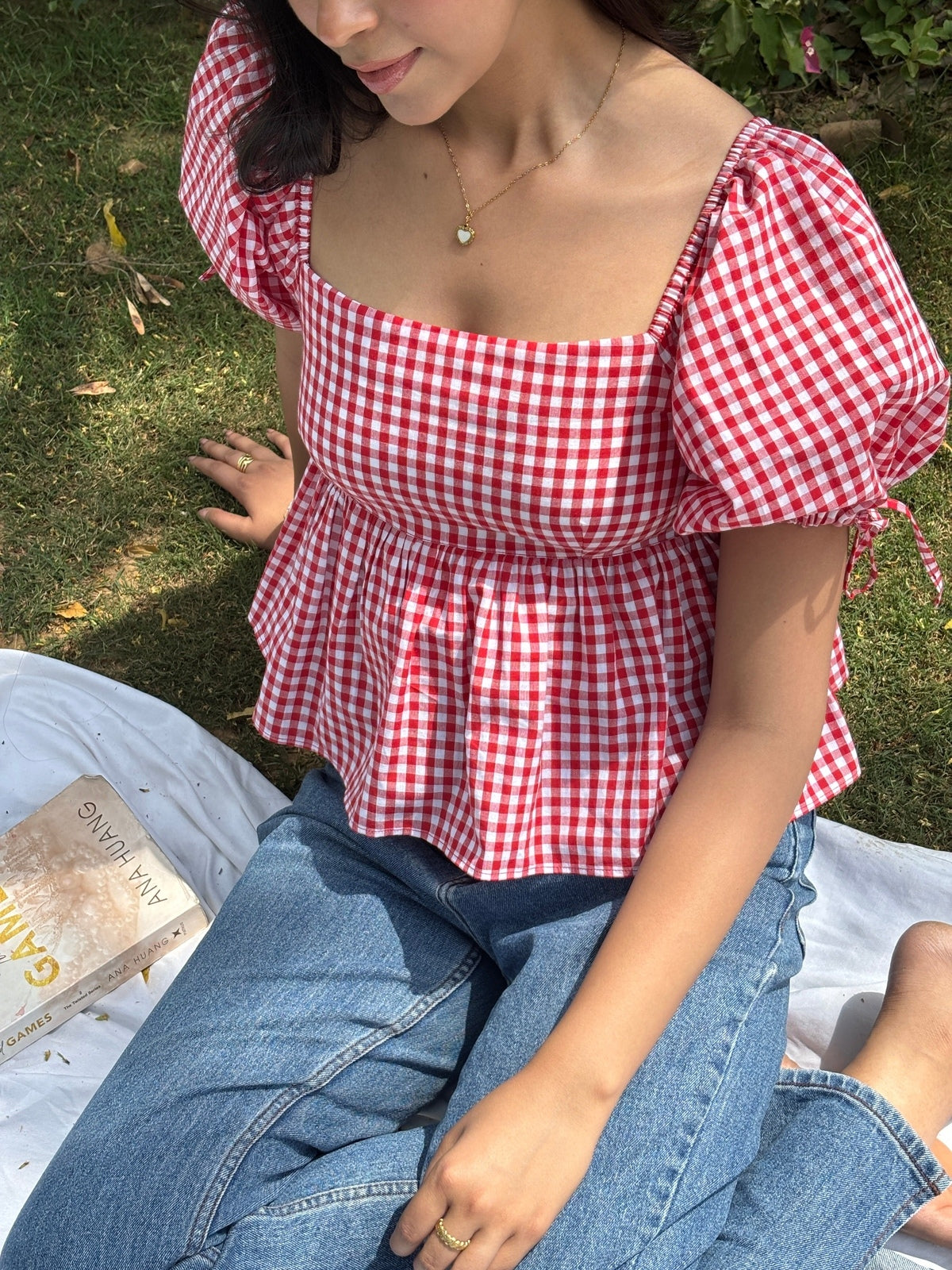 Cherry Gingham Top