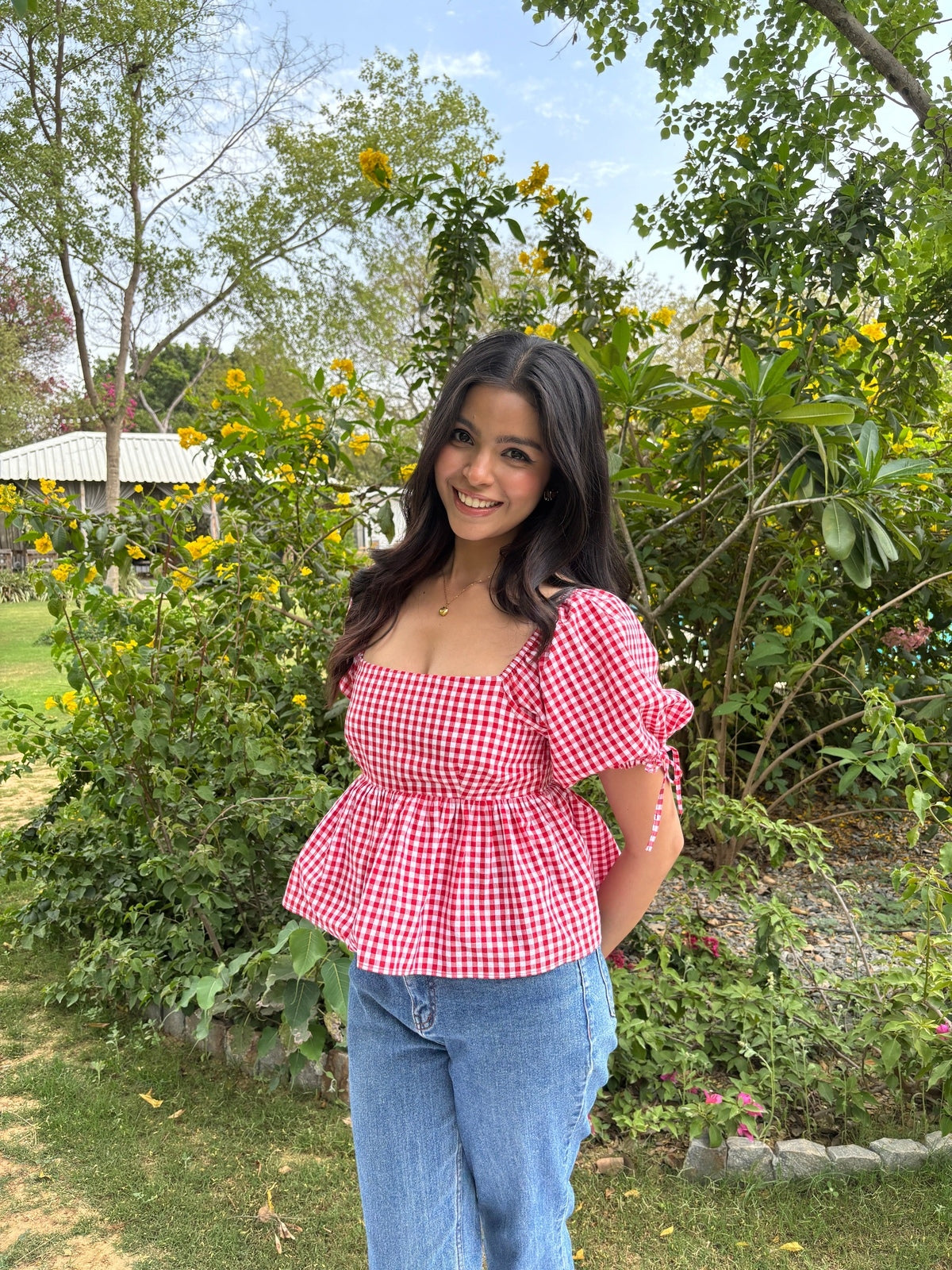 Cherry Gingham Top