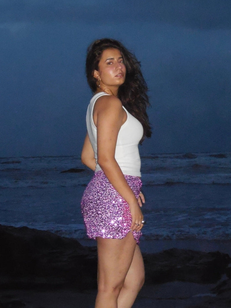 Plum Sequin Skirt