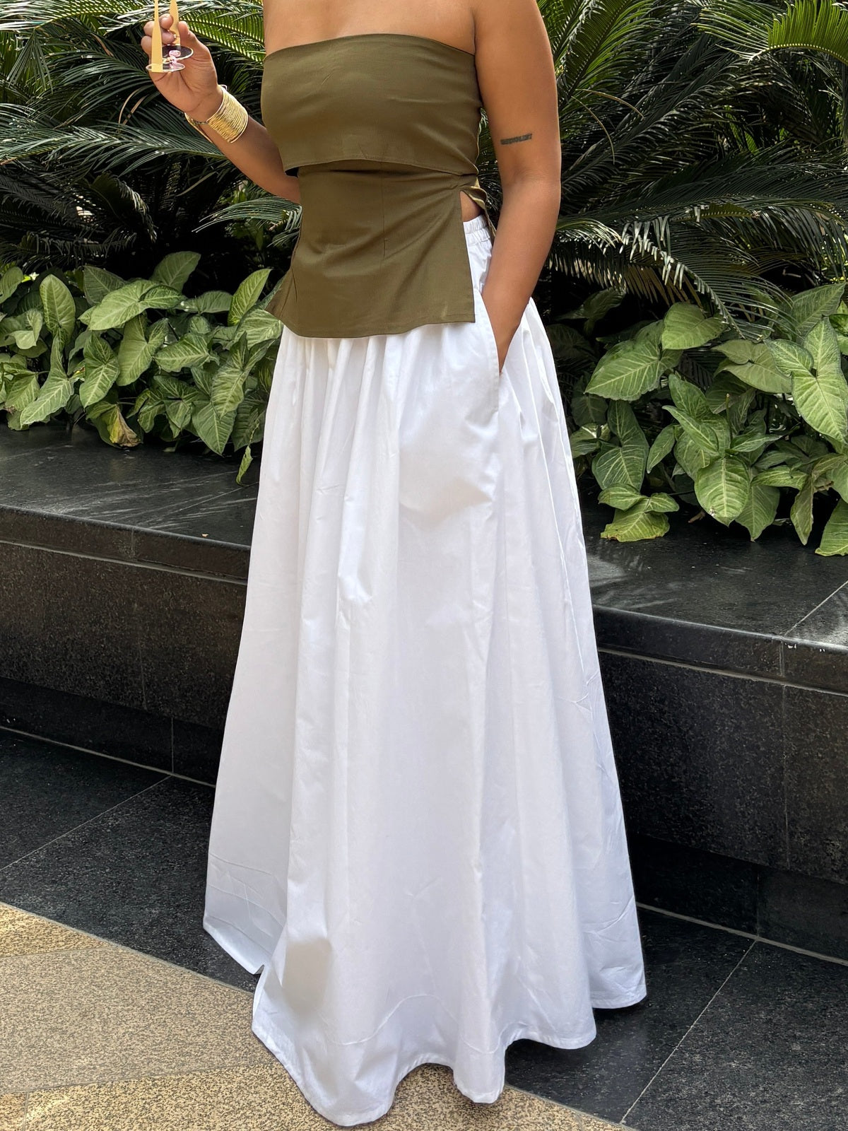 White Long A-Line Flared Skirt Lazo Store White Long A-Line Flared Skirt Lazo Store
