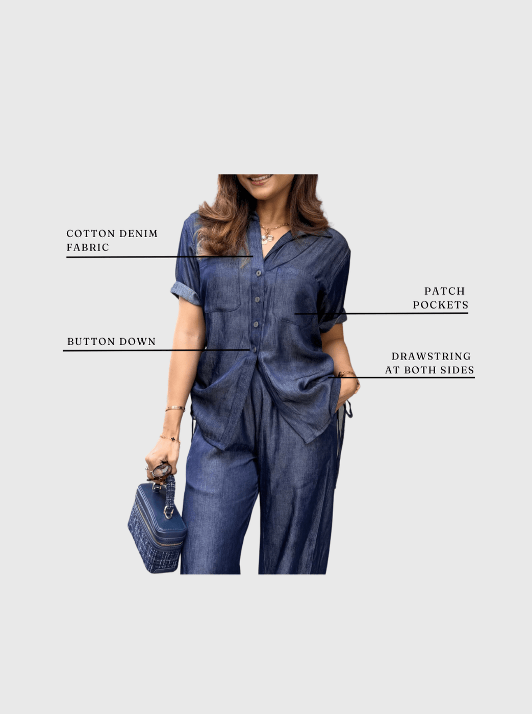 Denim Drawstring Shirt