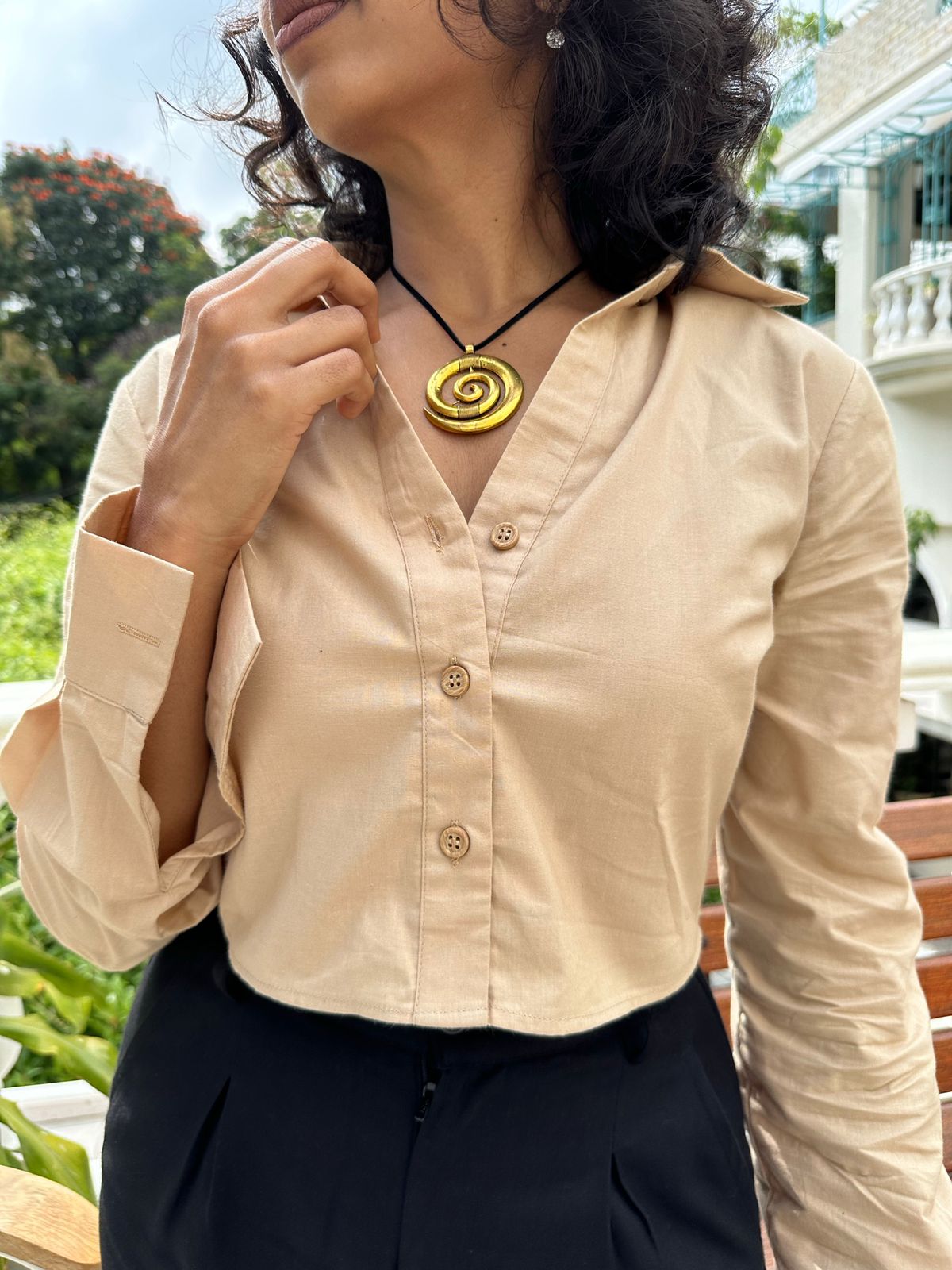Cropped Khaki Shirt