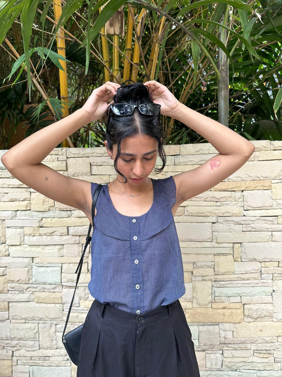 Cara Navy Blouse
