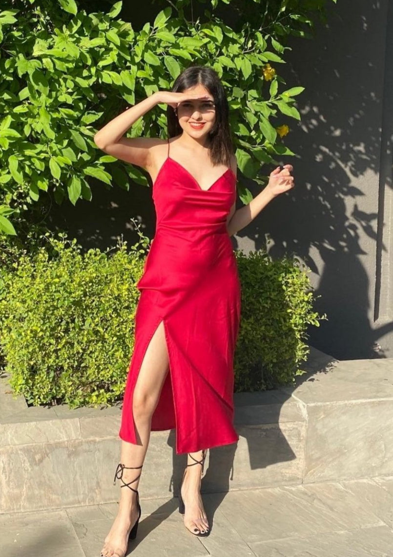 Sating Long backless dress with side slit Lazo Store Sating Long backless dress with side slit Lazo Store