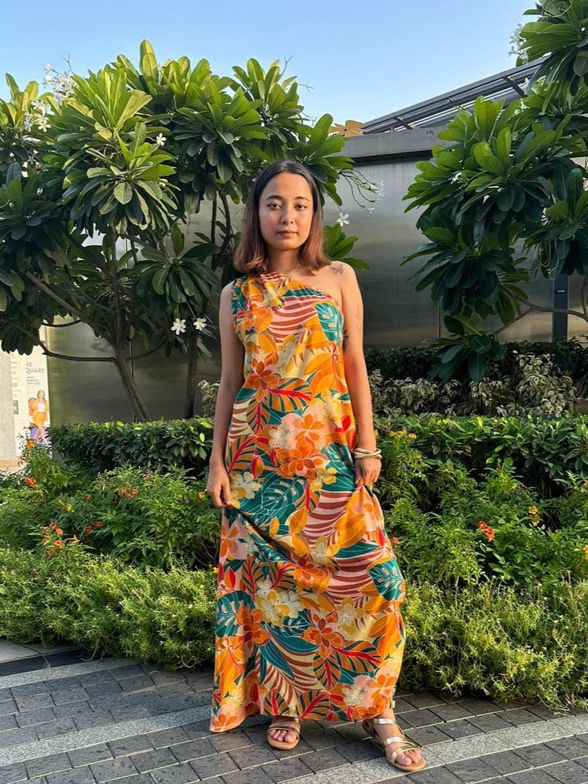 Tropical asymmetrical dress - Lazo Store