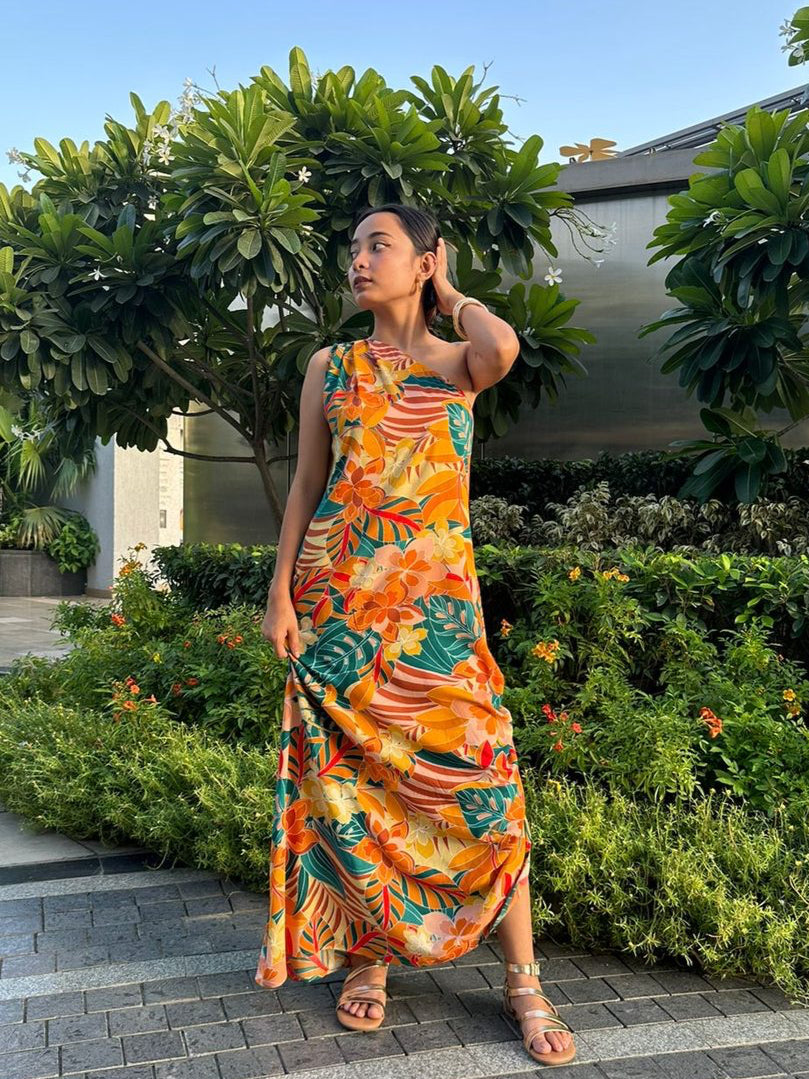 Tropical asymmetrical dress - Lazo Store