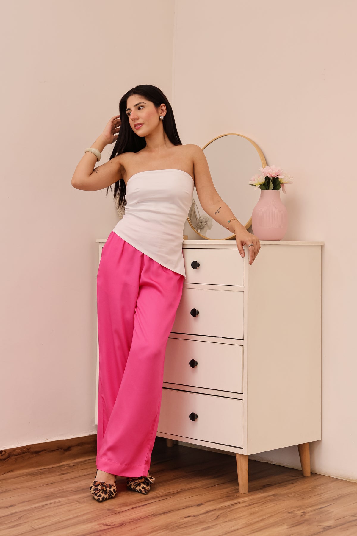 Pink Satin Pants