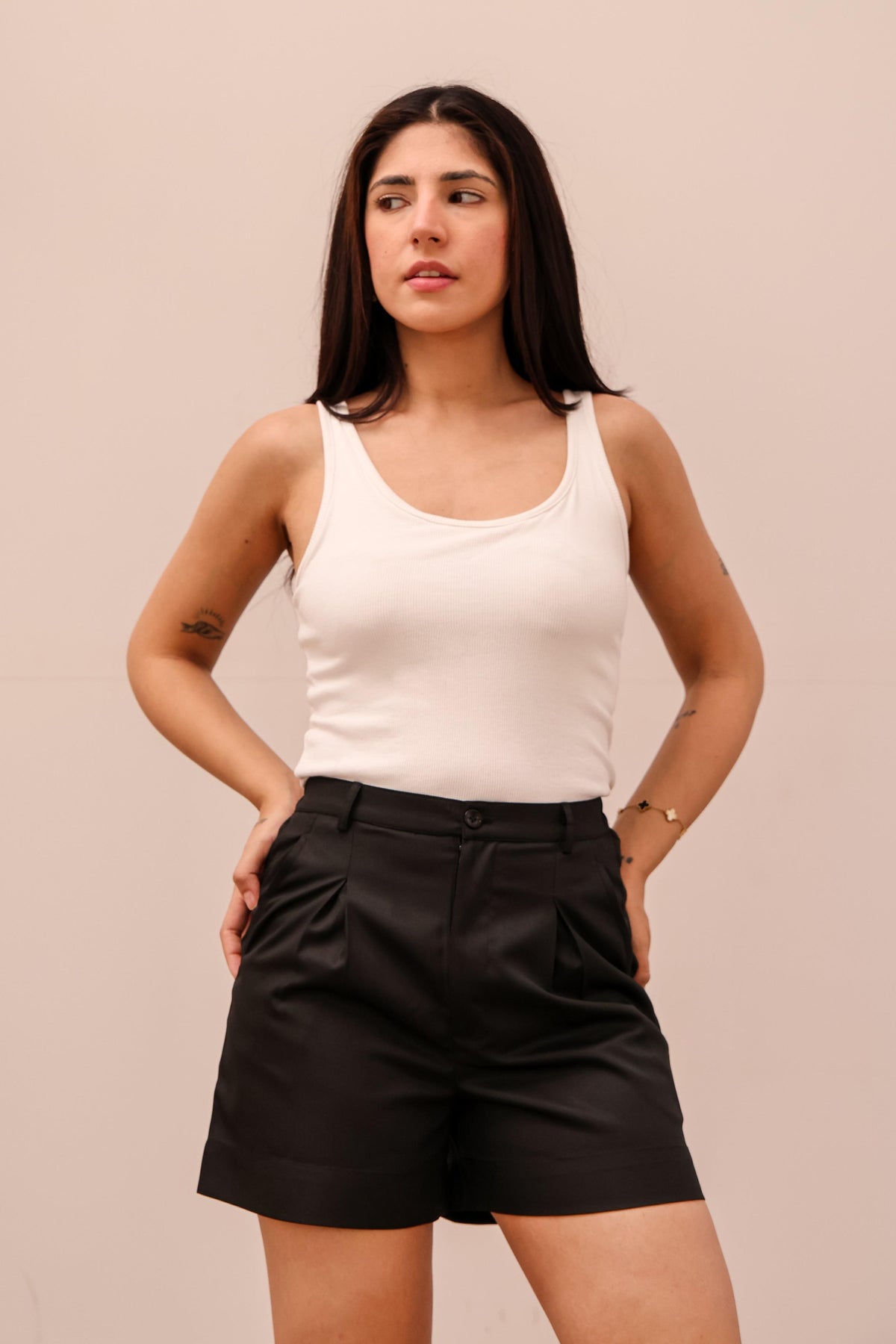 Slate Pleated Shorts