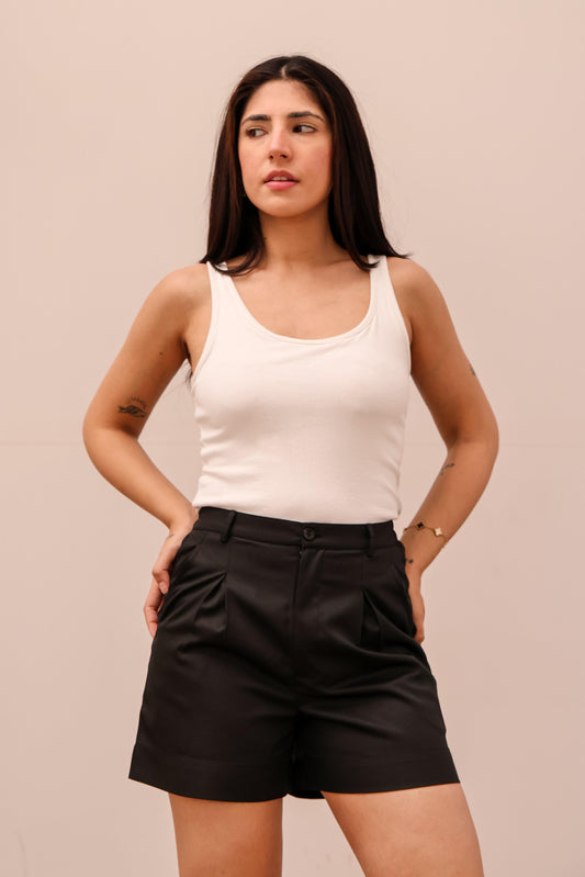 Slate Pleated Shorts
