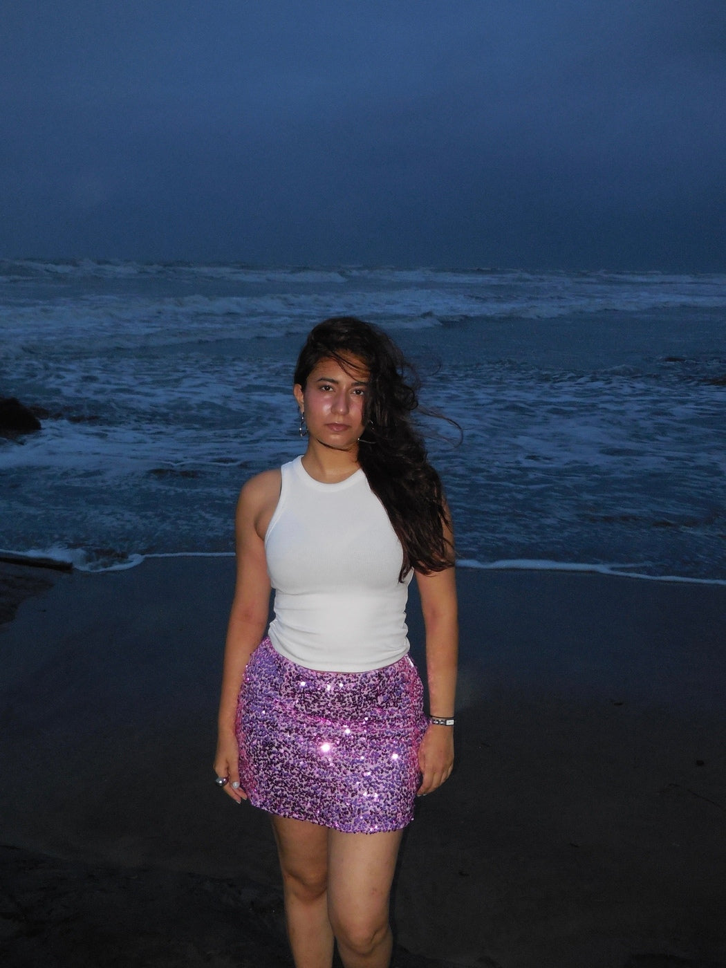 Plum Sequin Skirt