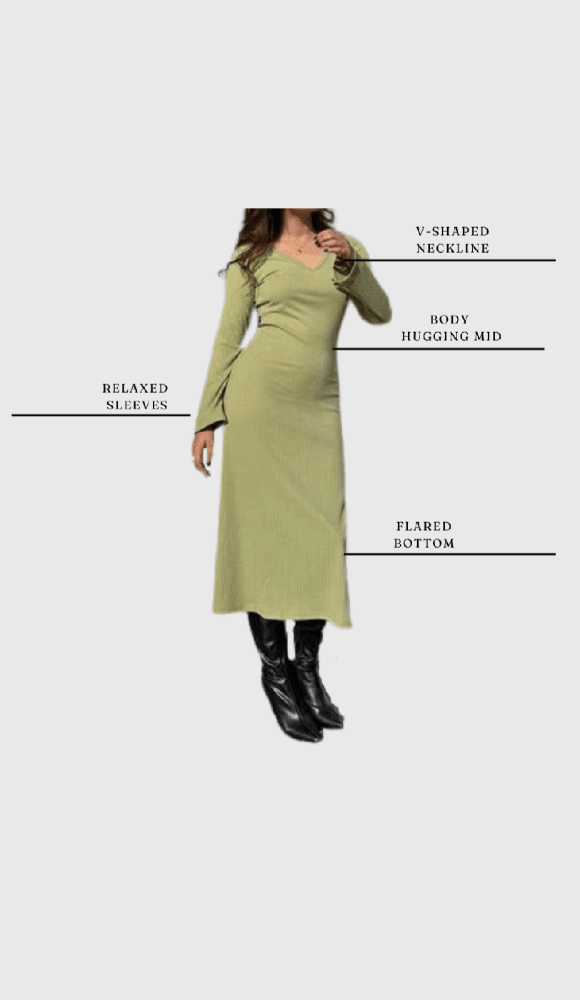 V-Neck Ribbed Dress (Clearance Sale)