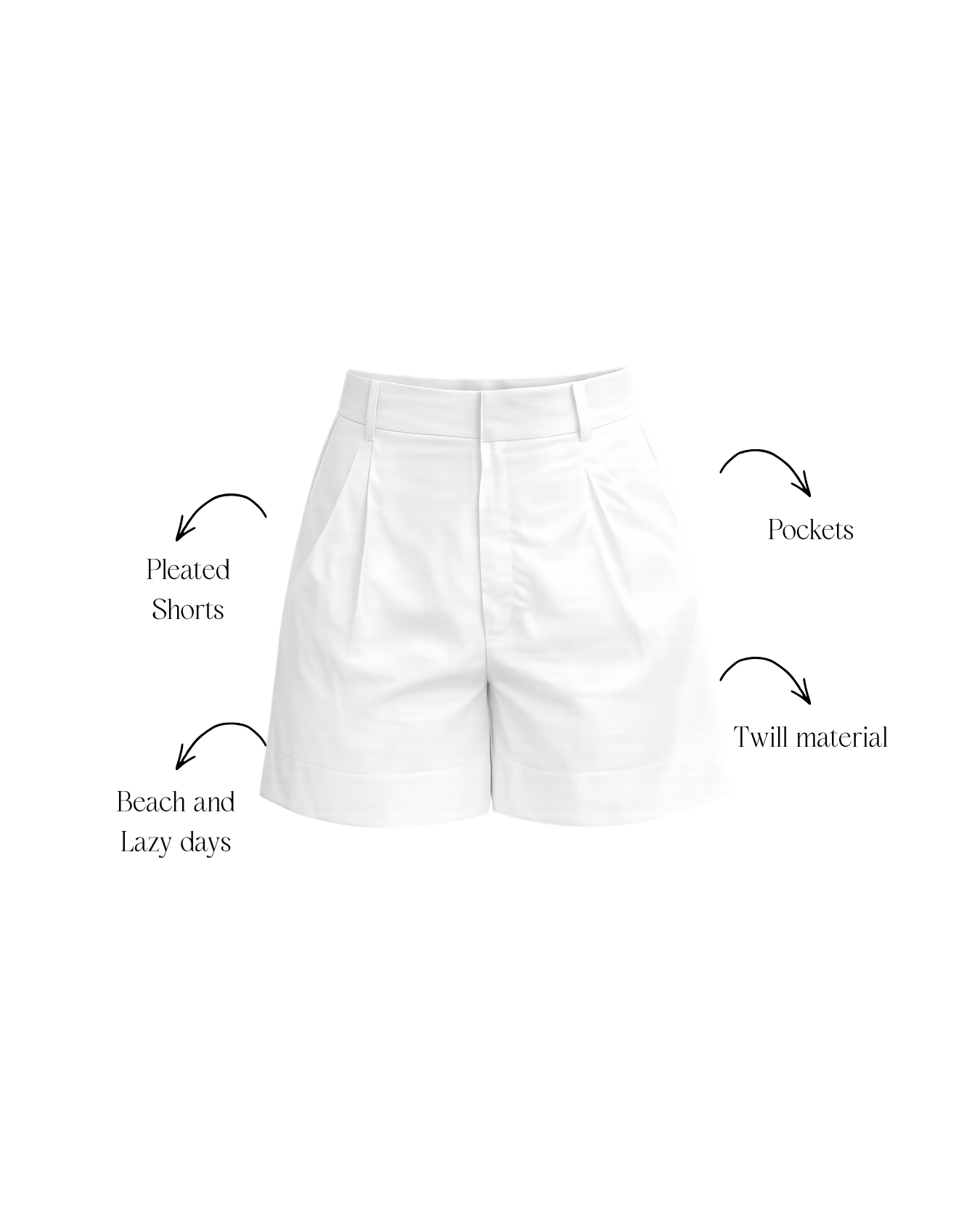 Ivory Pleated Shorts