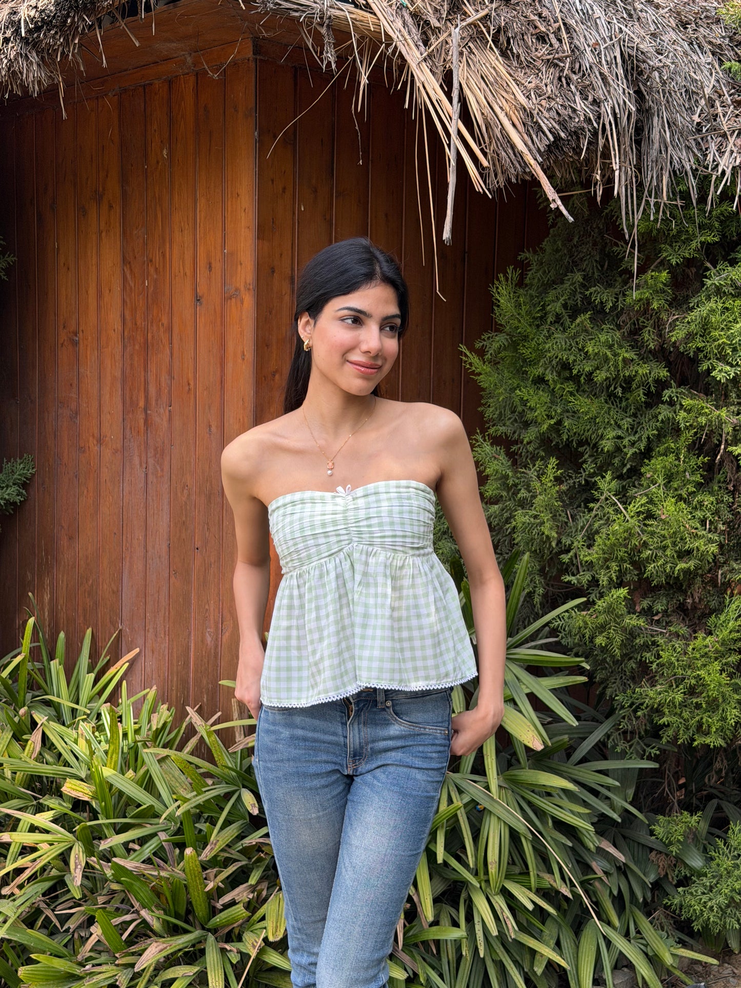 Matcha Gingham Top