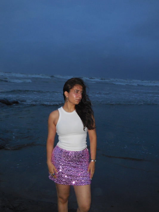 Plum Sequin Skirt