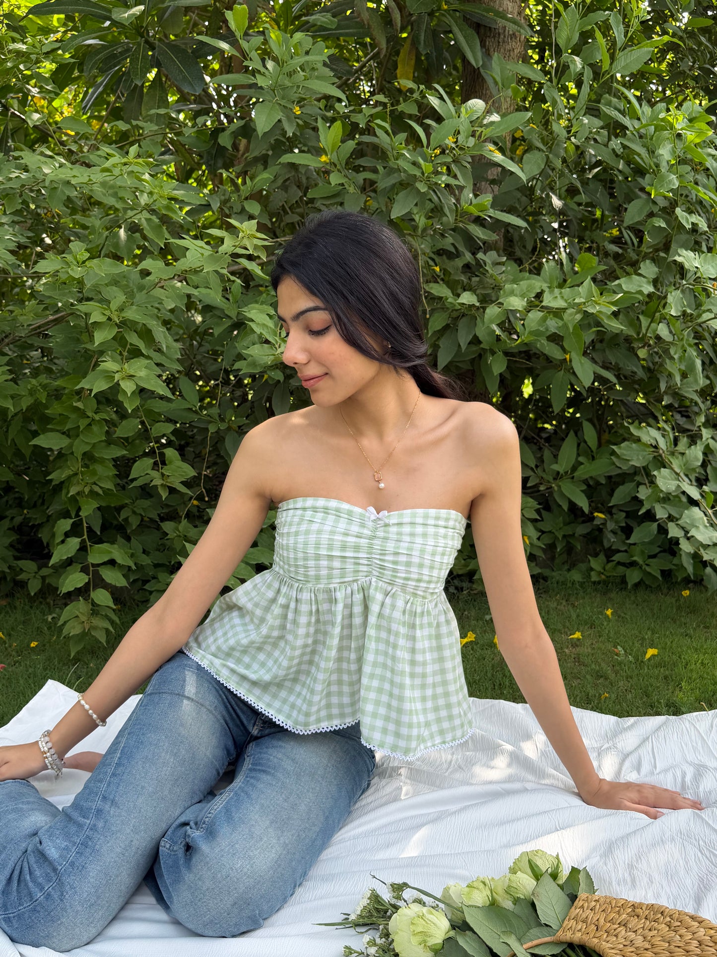 Matcha Gingham Top
