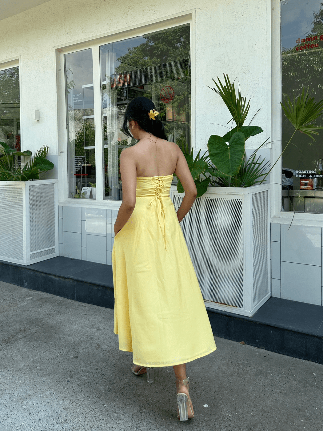 Yellow Tube Flared Dress – Lazo Store