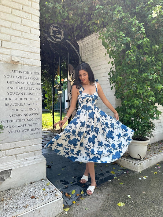 Florence tie-up dress-Blue