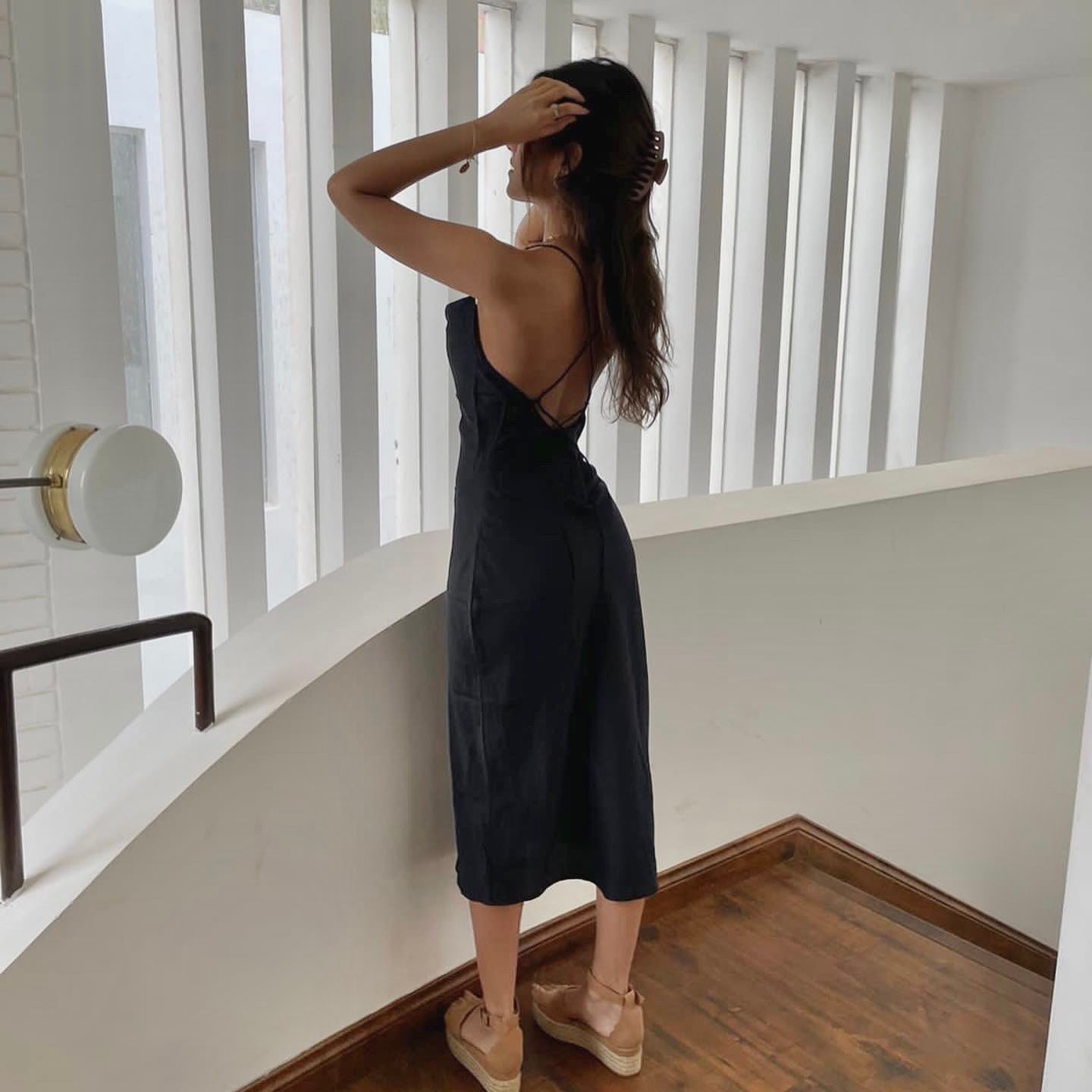 Sating Long backless dress with side slit Lazo Store Sating Long backless dress with side slit Lazo Store